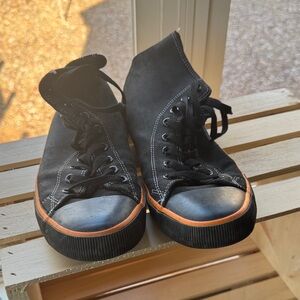 Harley-Davidson Black and Orange Canvas Sneakers